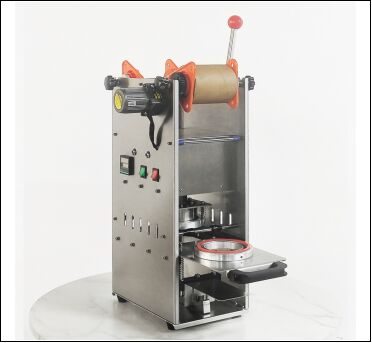 Electric Manual Milk Tea Sealing Machine DF2014T-M with Food-Grade Stainless Steel Body and 6061 Anodized Aluminum Mold