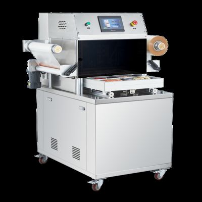 Máy dán da chân không hoàn toàn tự động DQ480VSL với thép không gỉ 304 cấp thực phẩm và khuôn nhôm anodized 6061 cho bao bì MAP