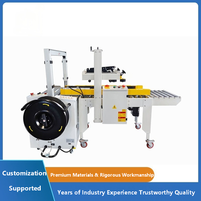 Semi-Automatic Straight Carton Sealing & PP Band Strapping Left & Right Drive All-in-One Machine